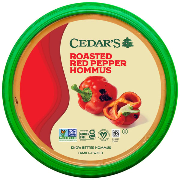 Refrigerated Grocery Cedar's Foods Roasted Red Pepper Hommus hero