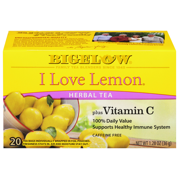 Tea Bigelow Herbal Tea, Plus Vitamin C, Caffeine Free, I Love Lemon,, Tea Bags hero