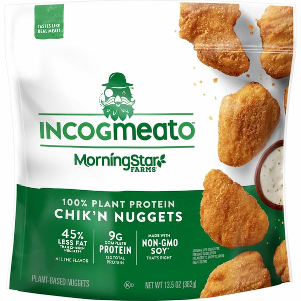 Frozen Vegan & Vegetarian MorningStar Farms Incogmeato Meatless Chicken Nuggets, Vegan Plant Based Protein, Frozen Meal, Original hero