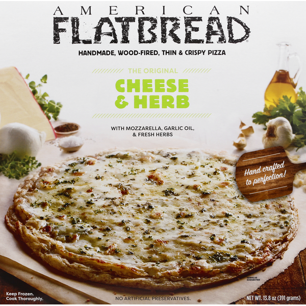 Frozen Pizza American Flatbread Pizza, The Original, Cheese & Herb hero