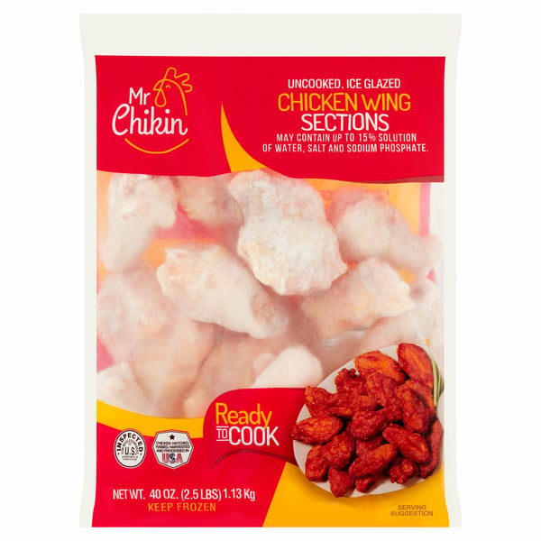 Frozen Meat & Seafood Mr Chikin Uncooked Ice Glazed Chicken Wing Sections hero