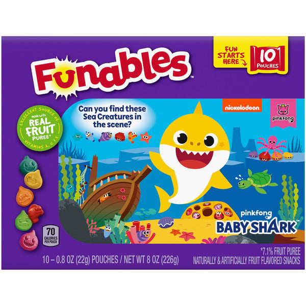 Fruit & Vegetable Snacks Funables Fruit Flavored Snacks, Pinkfong, Baby Shark hero