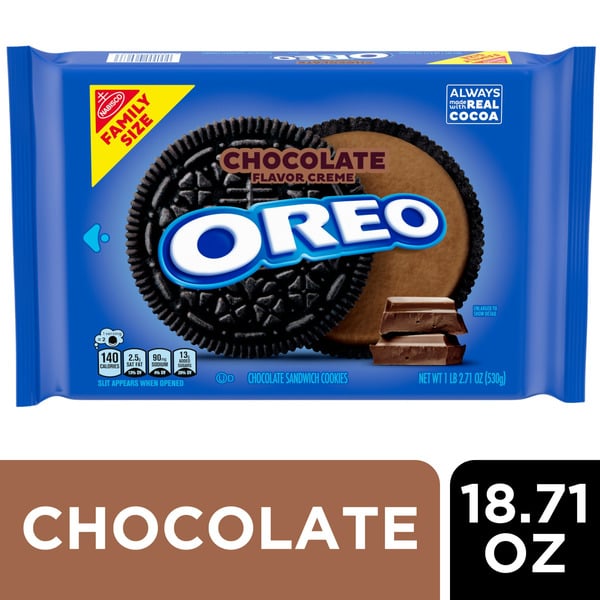 Cookies & Cakes Oreo Chocolate Creme Chocolate Sandwich Cookies, Family Size hero