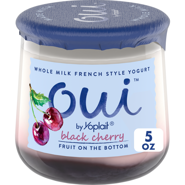 Yogurt Yoplait Oui French Style Black Cherry Whole Milk Yogurt, Glass Yogurt Jar hero