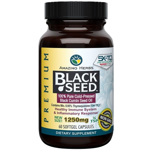 Fish Oil & Omegas Amazing Herbs Black Seed, Premium, 1250mg, Capsules hero