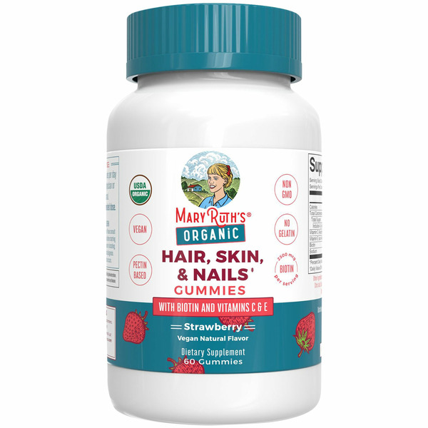 Hair, Skin & Nail Supplements MaryRuth's Hair, Skin & Nails, Organic, Gummies, Strawberry hero