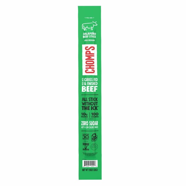 Packaged Meat Chomps Grass-Fed Jalapeno Beef, Medium hero