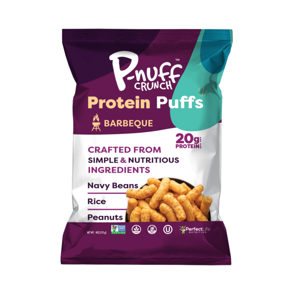 P-nuff Crunch Barbeque, Protein, Baked Peanut Puffs hero