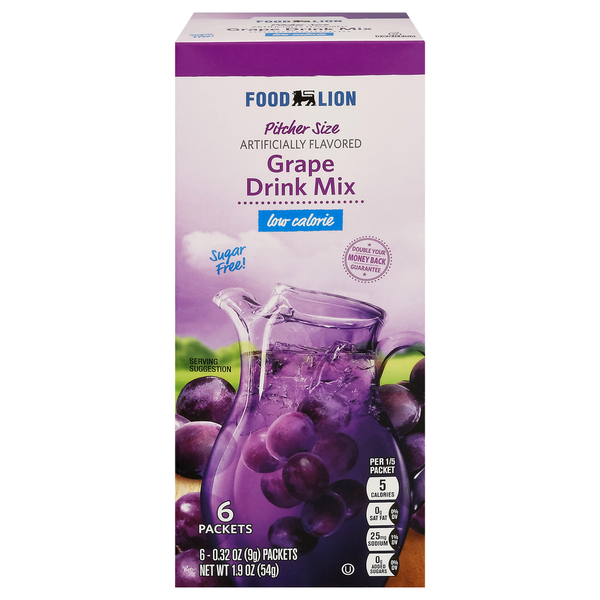 Cocoa & Drink Mixes Food Lion Grape Drink Mix Sugar Free Pitcher Size hero