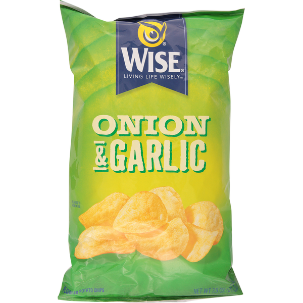 Fresh Vegetables Wise Potato Chips, Onion & Garlic hero