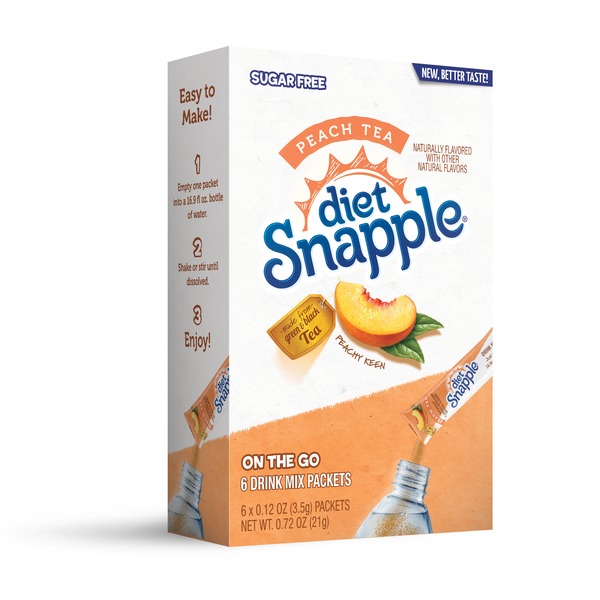 Cocoa & Drink Mixes Snapple Drink Mix, Sugar Free, On the Go, Peach Tea hero