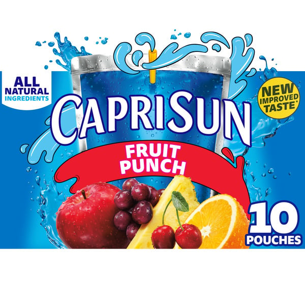 Drinks for Kids Capri Sun Fruit Punch Naturally Flavored Kids Juice Blend Drink Pouches hero