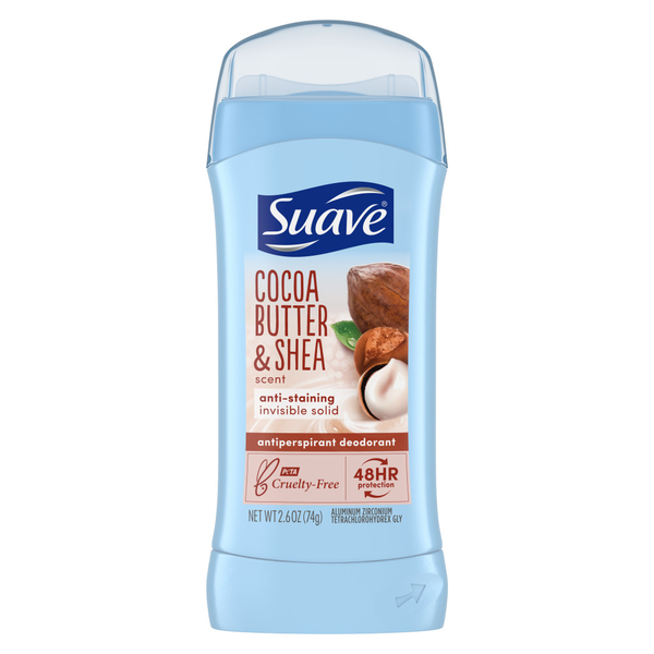 Deodorants Suave Invisible Solid Deodorant Antiperspirant Cocoa Shea Butter hero