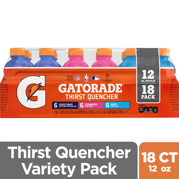 Energy & Sports Drinks Gatorade Thirst Quencher, Assorted, 18 Pack hero