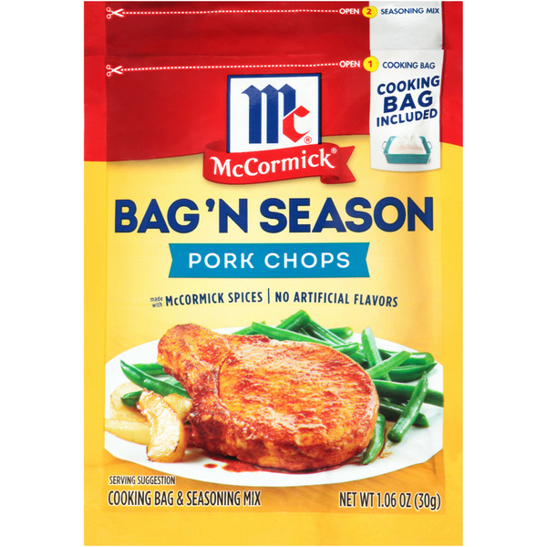 Marinades & Meat Preparation McCormick® Bag 'n Season® Pork Chops Cooking & Seasoning Mix hero