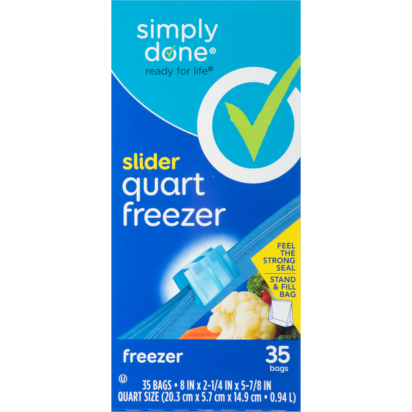 Food Storage Simply Done Freezer Bags, Slider, Quart hero