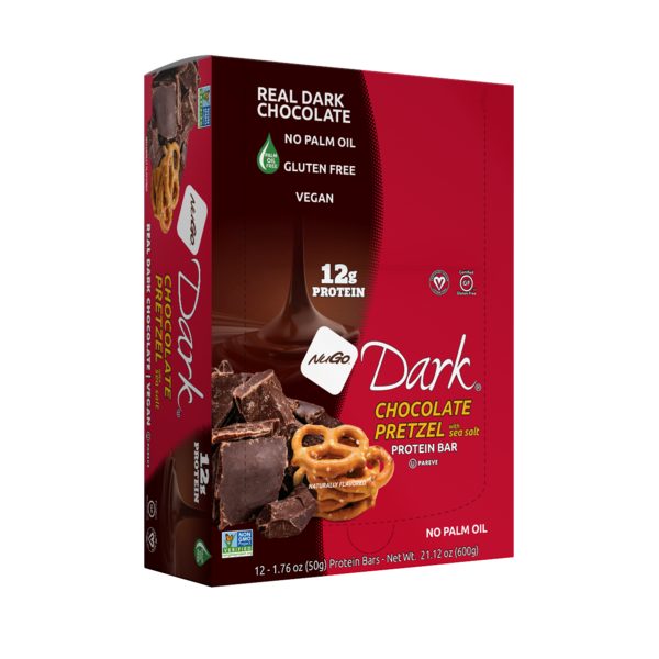 Energy & Granola Bars NuGo Dark Chocolate Pretzel, Vegan, Gluten Free, Protein Bar hero