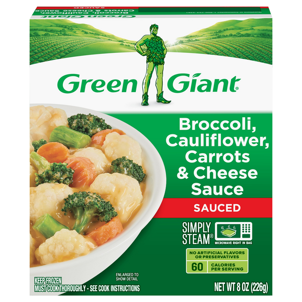 Frozen Vegetables Green Giant Broccoli, Cauliflower, Carrots & Cheese Sauce, Sauced hero