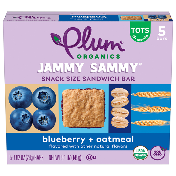 Fruit & Vegetable Snacks Plum Organics® Jammy Sammy® Blueberry & Oatmeal Bar hero