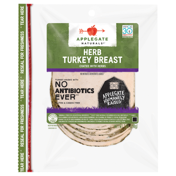 Lunch Meat-Prepackaged Applegate Naturals  Herb Turkey Breast hero