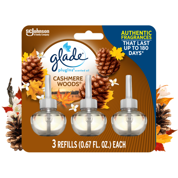 Air Fresheners & Candles Glade® PlugIns Scented Oil Air Freshener Refills, Cashmere Woods hero