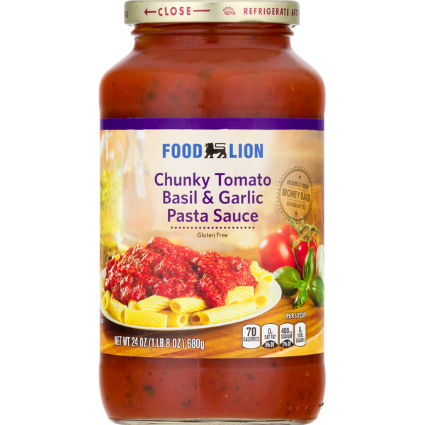 Pasta Sauce Food Lion Pasta Sauce, Tomato Basil & Garlic, Chunky hero