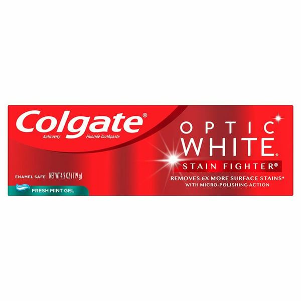 Oral Hygiene Colgate Optic White Stain Fighter Whitening Toothpaste Gel, Fresh Mint hero