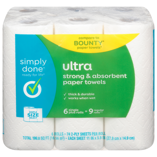 More Household Simply Done Paper Towels, Ultra, Simple Size Select, 2-Ply hero