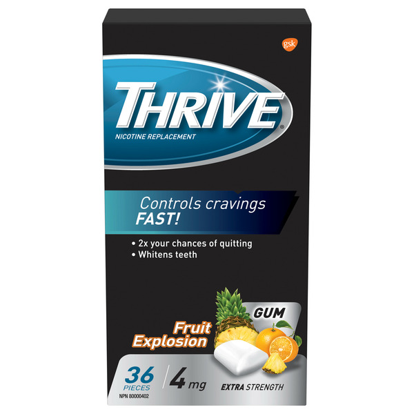 Other Health & Medicine Thrive Nicotine Replacement Gum Fruit Explosion Extra Strength 4 Mg hero