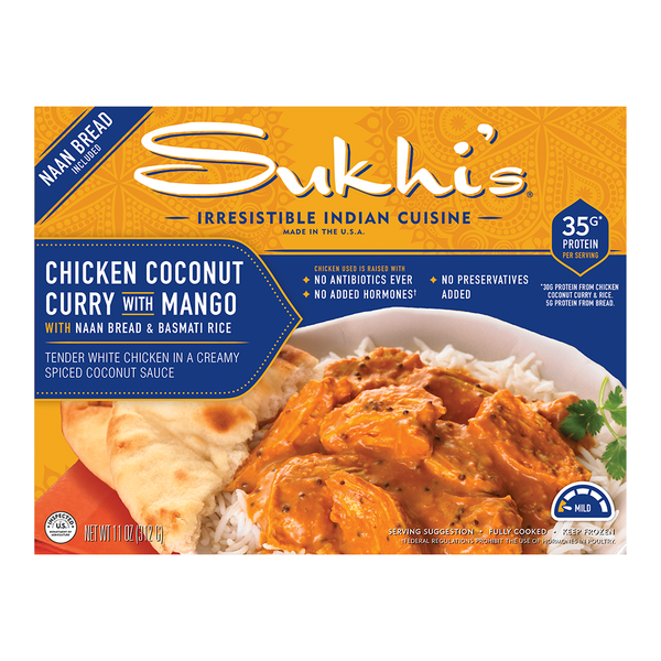 Prepared Meals Sukhi's Indian Chicken Coconut Curry w/ Naan Flatbread Basmati Rice Frozen Meal hero