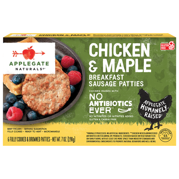 Frozen Breakfast Applegate Naturals  Natural Chicken & Maple Breakfast Sausage Patty hero