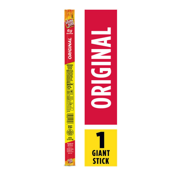 Popcorn & Jerky Slim Jim Giant Sized Original Smoked Snack Stick hero