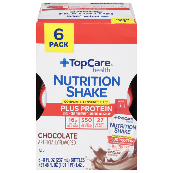 Protein & Meal Replacements TopCare Nutrition Shake, Chocolate, Plus Protein, 6 Pack hero