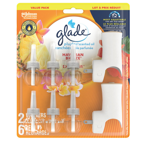 Air Fresheners & Candles Glade PlugIns® Scented Oil Air Freshener 2 Warmers + 6 Refills, Hawaiian Breeze hero