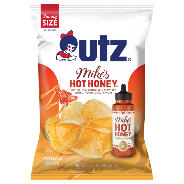 Chips & Pretzels Utz Potato Chips, Mike's Hot Honey, Family Size hero