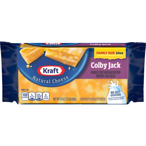 Packaged Cheese Kraft Colby Jack Marbled Cheese Family Size, oz Block hero