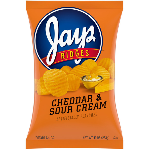 Chips & Pretzels Jays Ridges Cheddar and Sour Cream Flavored Potato Chips hero