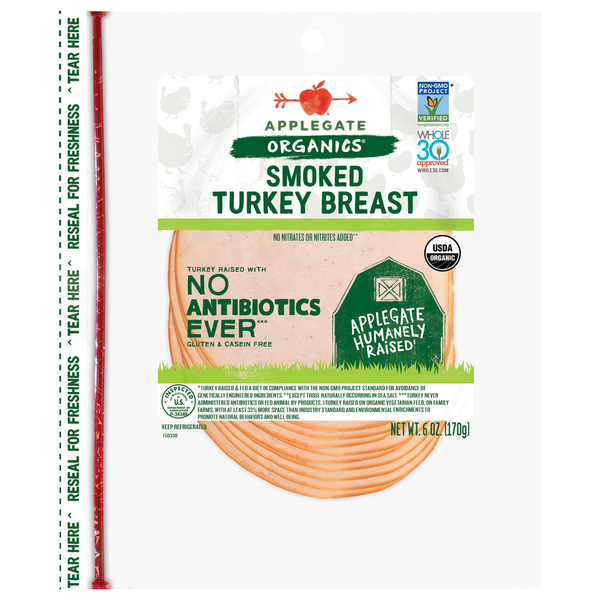 Lunch Meat Applegate Organics Organic Smoked Turkey Breast hero