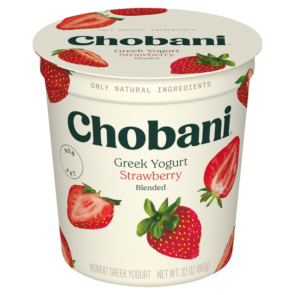 Greek Yogurt Chobani Yogurt, Greek, Nonfat, Blended, Strawberry hero