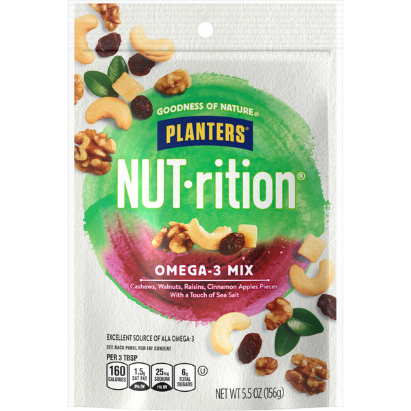 Nuts/Trail Mix/Rice Cakes Planters Nut-Rition Snack Omega-3 Mix hero