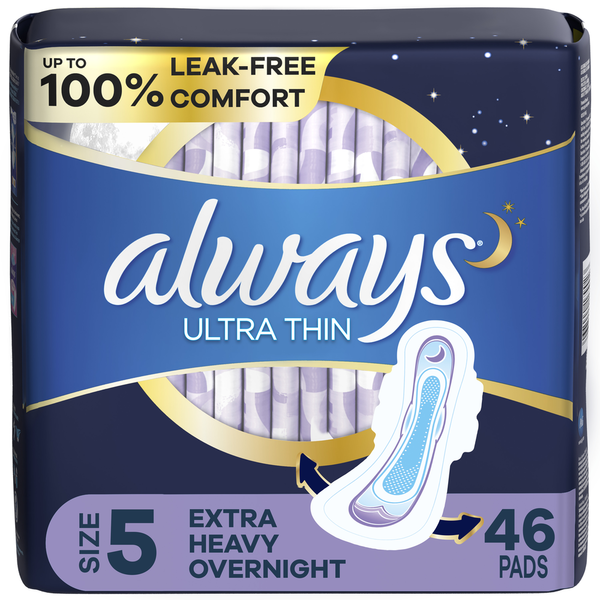 Feminine Care Always Ultra Thin Overnight Pads Size 5 hero