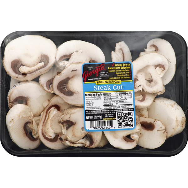 Packaged Vegetables & Fruits Giorgio Mushrooms, Sliced, Steak Cut hero