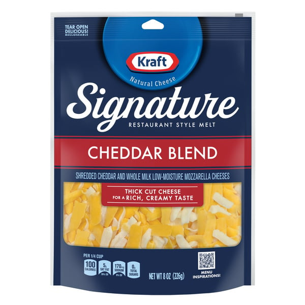 Packaged Cheese Kraft Signature Cheddar Blend Shredded Cheese hero