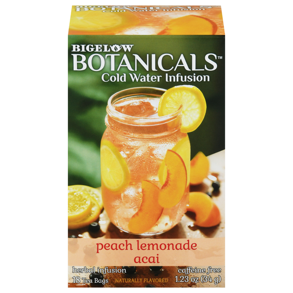 Tea Bigelow Cold Water Infusion, Caffeine Free, Peach Lemonade Acai, Tea Bags hero