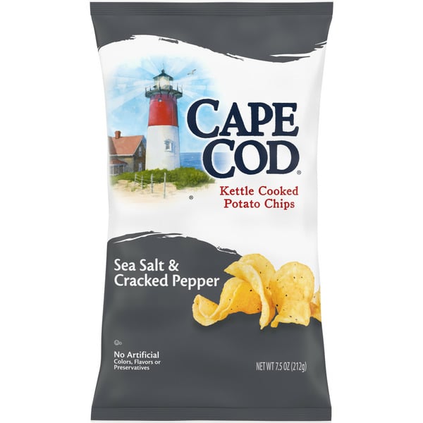 Chips & Pretzels Cape Cod Sea Salt and Cracked Pepper Kettle Cooked Potato Chips hero