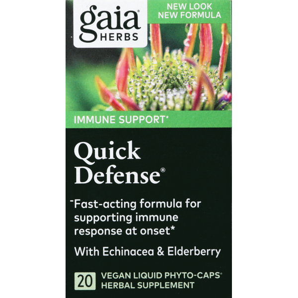 Vitamins & Minerals Gaia Herbs Quick Defense, with Echinacea & Elderberry, Vegan Liquid Phyto-Caps hero