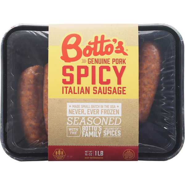 Hot Dogs, Bacon & Sausage Botto's Italian Sausage, Spicy hero