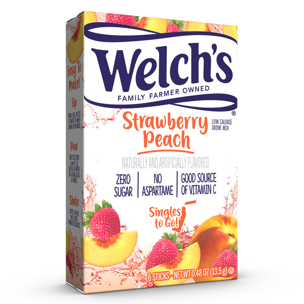 Beverages Welch's Singles to Go, Strawberry Peach Drink Mix hero