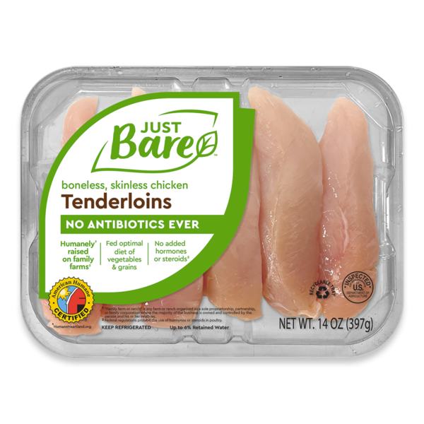 Packaged Poultry Just Bare Chicken Tenderloins, Boneless, Skinless hero