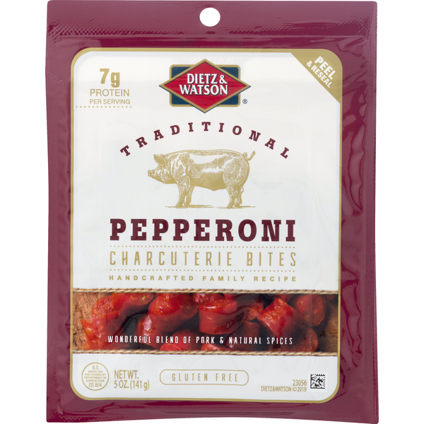 Packaged Meat Dietz & Watson Charcuterie Bites, Gluten Free, Pepperoni, Traditional hero